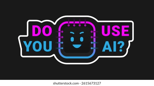 Artificial Intelligence sticker. AI chip icon
