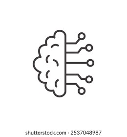 Ícone de traçado de INTELIGÊNCIA ARTIFICIAL em preto