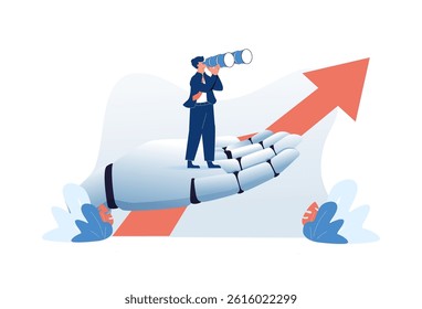 Artificial intelligence to support or help business success, AI automation tech, innovation boost employee development