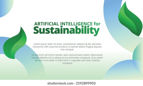 Artificial Intelligence for Sustainability concept. presentation templates corporate business annual report layout. abstract green leafs with line gradient clean look vector template 