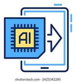 Artificial Intelligence in Tablet vector AI concept colored icon or sign