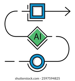 Artificial Intelligence Task Management Vector Icon design machine learning, automation, process