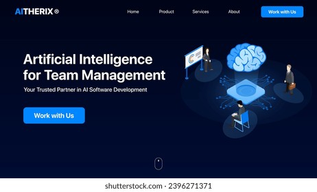 Artificial Intelligence for Team Management. AI Lading Page Concept 