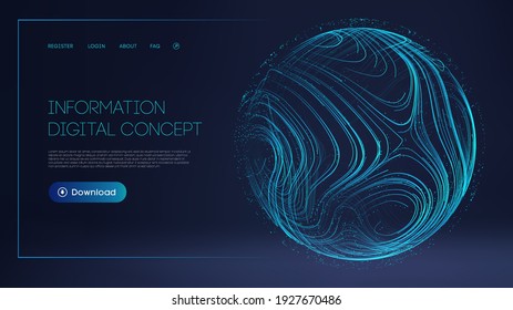 Artificial Intelligence Tech Background. Blue Sphere Shield On Dark. Information Digital Concept. Futuristic Technology Vector Illustration.