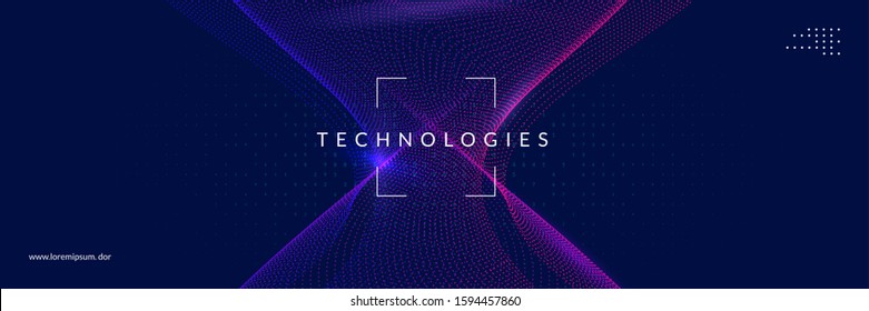 Artificial intelligence tech background. Digital technology, deep learning and big data concept. Abstract visual for screen template. Geometric artificial intelligence tech backdrop. - Shutterstock ID 1594457860