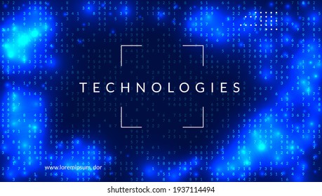 Artificial intelligence tech background. Digital technology, deep learning and big data concept. Abstract visual for database template. Neural artificial intelligence tech backdrop.