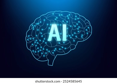 Artificial intelligence technological chip. Robotics concept. Electronic brain. Futuristic Concept of Intelligence, science and mind. Technology and engineering concept. Vector illustration