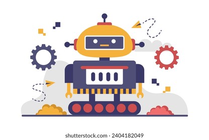 Artificial intelligence Technology or AI Flat Concept Illustration 