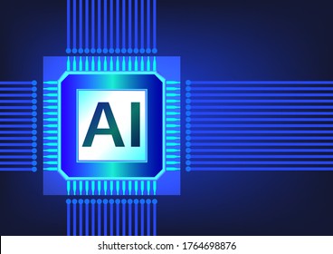 Artificial intelligence Technology Background. Blue circuit board background