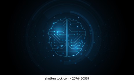 Artificial intelligence Technology background Brain human graphic digital wire dot and line vector illustration   Hi-tech innovation abstract background

