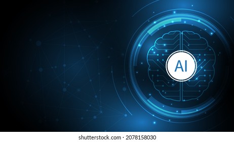 Artificial intelligence Technology background Brain human graphic digital wire dot and line vector illustration   Hi-tech innovation abstract background
