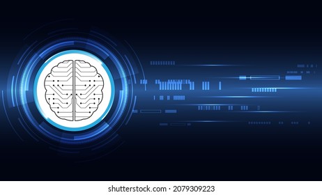 Artificial intelligence Technology background Brain human graphic digital wire dot and line vector illustration   Hi-tech innovation abstract background
