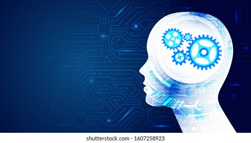 Artificial intelligence technology background. Cyber brain mechanic concept.