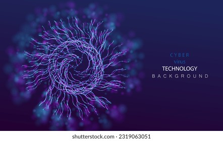 Artificial intelligence technology background. Neural network science concept. Digital neuron medical AI. Biology cyber virus vector background.