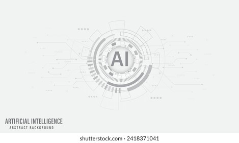 Tarjeta de circuito de tecnología de inteligencia artificial. Fondo tecnológico abstracto. Obra de arte de tecnología de concepto futurista para web, plantilla de banner. Grandes datos y aprendizaje automático. Ilustración del vector