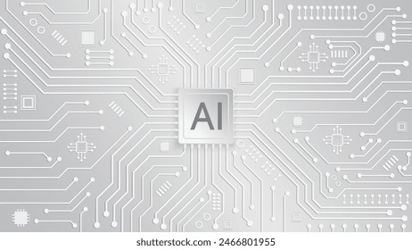 Artificial intelligence technology CPU chipset with print circuit board, Technology concept design, Machine learning. Vector illustration for banner and web template. Abstract background.