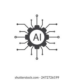 Artificial intelligence technology icon flat design