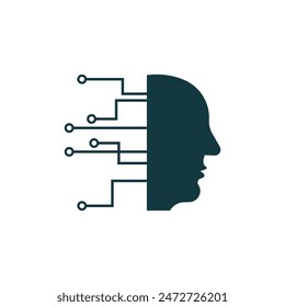 Artificial intelligence technology icon flat design