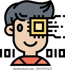 Artificial intelligence technology icon symbol vector image. Illustration of artificial intelligence futuristic information human learning software design image