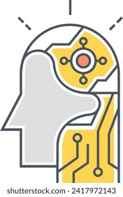 Icono de tecnología de inteligencia artificial símbolo de imagen vectorial. Ilustración de la inteligencia artificial información futurista del software de aprendizaje humano diseño de imagen