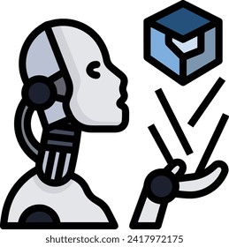 Artificial intelligence technology icon symbol vector image. Illustration of artificial intelligence futuristic information human learning software design image