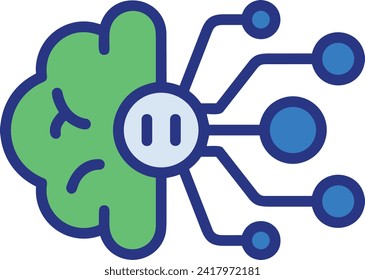 Artificial intelligence technology icon symbol vector image. Illustration of artificial intelligence futuristic information human learning software design image