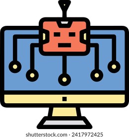 Artificial intelligence technology icon symbol vector image. Illustration of artificial intelligence futuristic information human learning software design image