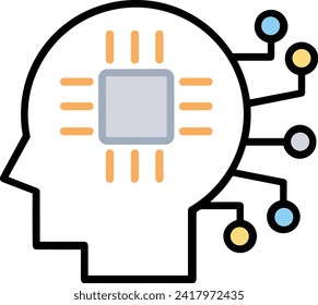 Artificial intelligence technology icon symbol vector image. Illustration of artificial intelligence futuristic information human learning software design image