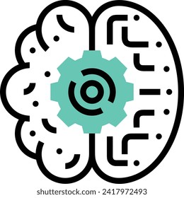 Icono de tecnología de inteligencia artificial símbolo de imagen vectorial. Ilustración de la inteligencia artificial información futurista del software de aprendizaje humano diseño de imagen