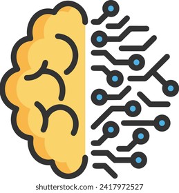 Artificial intelligence technology icon symbol vector image. Illustration of artificial intelligence futuristic information human learning software design image