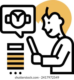 Artificial intelligence technology icon symbol vector image. Illustration of artificial intelligence futuristic information human learning software design image