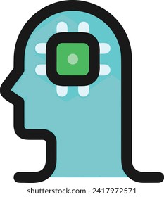 Icono de tecnología de inteligencia artificial símbolo de imagen vectorial. Ilustración de la inteligencia artificial información futurista del software de aprendizaje humano diseño de imagen