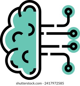 Artificial intelligence technology icon symbol vector image. Illustration of artificial intelligence futuristic information human learning software design image