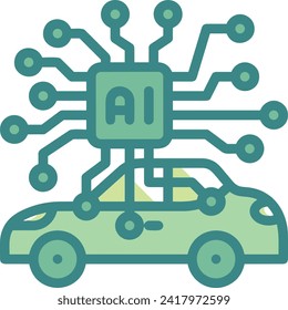 Artificial intelligence technology icon symbol vector image. Illustration of artificial intelligence futuristic information human learning software design image