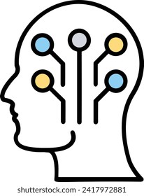 Symbol für Technologie der künstlichen Intelligenz, Vektorbild. Illustration künstlicher Intelligenz, futuristische Informationen, Design der menschlichen Lernsoftware