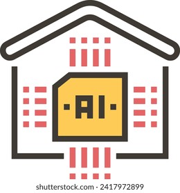 Artificial intelligence technology icon symbol vector image. Illustration of artificial intelligence futuristic information human learning software design image