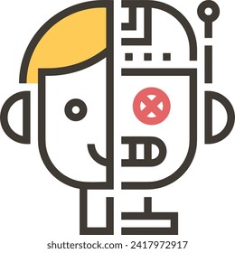 Artificial intelligence technology icon symbol vector image. Illustration of artificial intelligence futuristic information human learning software design image