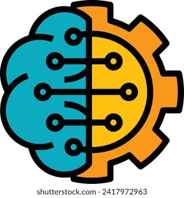 Symbol für Technologie der künstlichen Intelligenz, Vektorbild. Illustration künstlicher Intelligenz, futuristische Informationen, Design der menschlichen Lernsoftware
