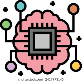 Artificial intelligence technology icon symbol vector image. Illustration of artificial intelligence futuristic information human learning software design image