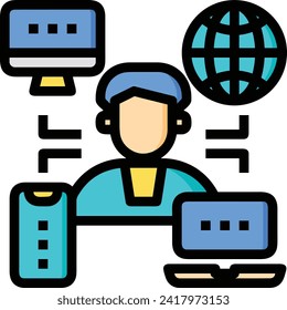 Artificial intelligence technology icon symbol vector image. Illustration of artificial intelligence futuristic information human learning software design image