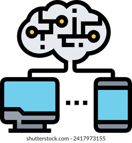 Artificial intelligence technology icon symbol vector image. Illustration of artificial intelligence futuristic information human learning software design image