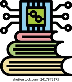 Icono de tecnología de inteligencia artificial símbolo de imagen vectorial. Ilustración de la inteligencia artificial información futurista del software de aprendizaje humano diseño de imagen