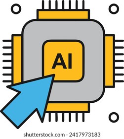 Icono de tecnología de inteligencia artificial símbolo de imagen vectorial. Ilustración de la inteligencia artificial información futurista del software de aprendizaje humano diseño de imagen