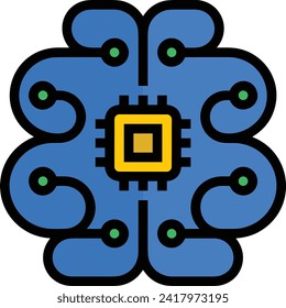 Artificial intelligence technology icon symbol vector image. Illustration of artificial intelligence futuristic information human learning software design image