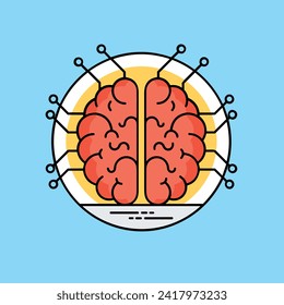 Symbol für Technologie der künstlichen Intelligenz, Vektorbild. Illustration künstlicher Intelligenz, futuristische Informationen, Design der menschlichen Lernsoftware