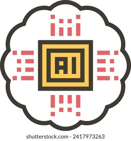 Artificial intelligence technology icon symbol vector image. Illustration of artificial intelligence futuristic information human learning software design image