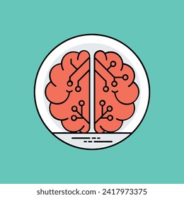 Icono de tecnología de inteligencia artificial símbolo de imagen vectorial. Ilustración de la inteligencia artificial información futurista del software de aprendizaje humano diseño de imagen