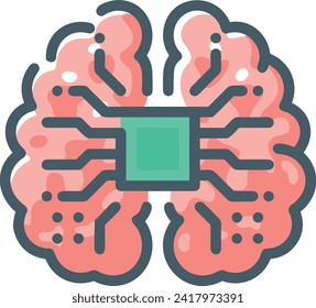Artificial intelligence technology icon symbol vector image. Illustration of artificial intelligence futuristic information human learning software design image