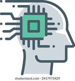 Artificial intelligence technology icon symbol vector image. Illustration of artificial intelligence futuristic information human learning software design image