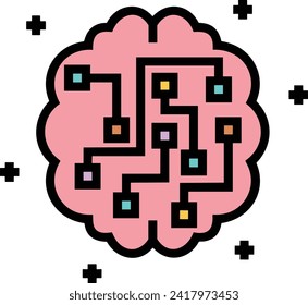 Symbol für Technologie der künstlichen Intelligenz, Vektorbild. Illustration künstlicher Intelligenz, futuristische Informationen, Design der menschlichen Lernsoftware
